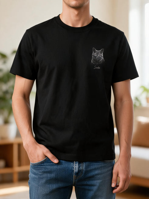 T-shirt Homme Portrait Personnalisé de votre Animal — 100 % Coton