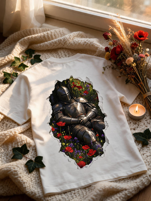 T-shirt Chevalier Fleurs Sauvages — Coton Bio Médiéval