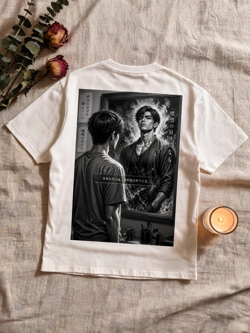 T-shirt manga blanc cassé citation japonaise coton bio