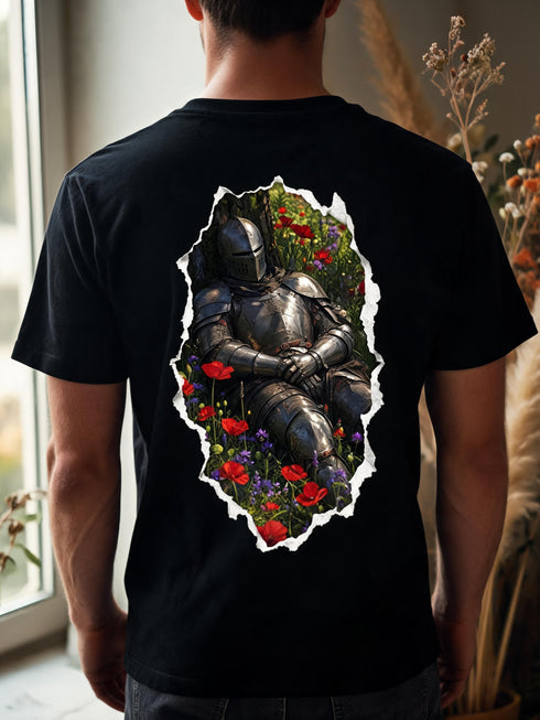 T-shirt Chevalier Fleurs Sauvages — Coton Bio Médiéval