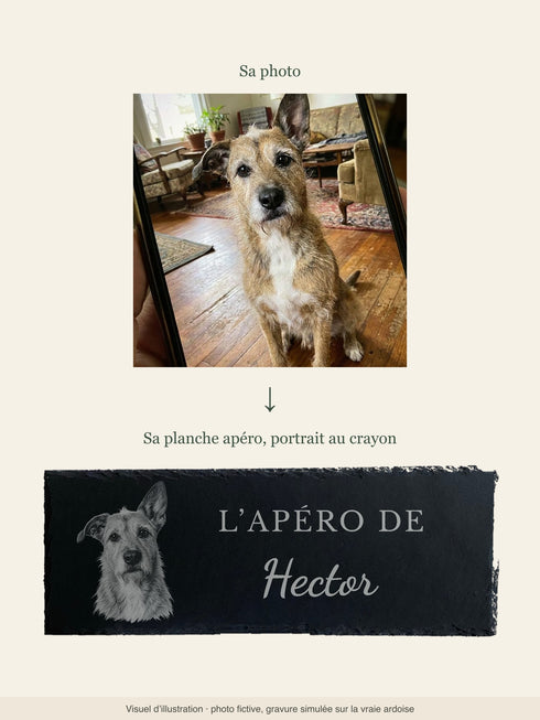 De la photo du chien à sa planche apéro en ardoise gravée