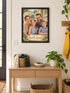 Visuel d’illustration – cadre noir 30 × 40 cm accroché au mur d’une entrée, avec un portrait de famille fictive, style plein cadre Peinture