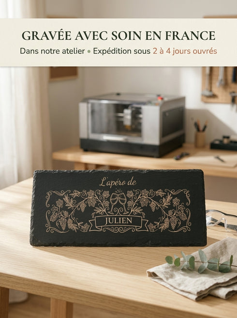 Planche apéro personnalisée en ardoise — L’Apéro de