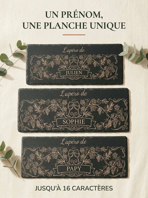 Planche apéro personnalisée en ardoise — L’Apéro de