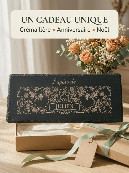 Planche apéro personnalisée en ardoise — L’Apéro de