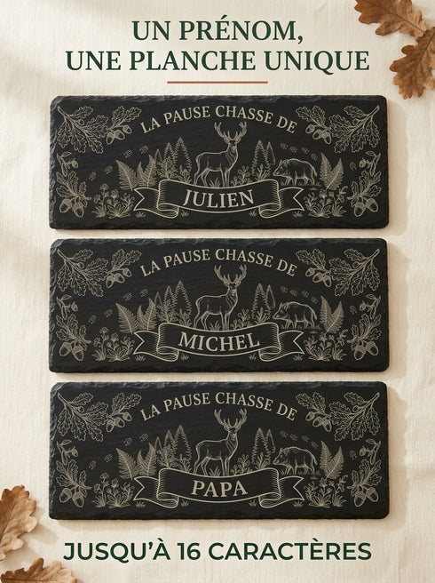 Planche chasse personnalisable avec plusieurs prénoms jusqu'à 16 caractères