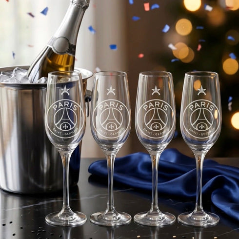 Flûtes à Champagne Gravées PSG – Cristallin Élégant – Édition Supporter