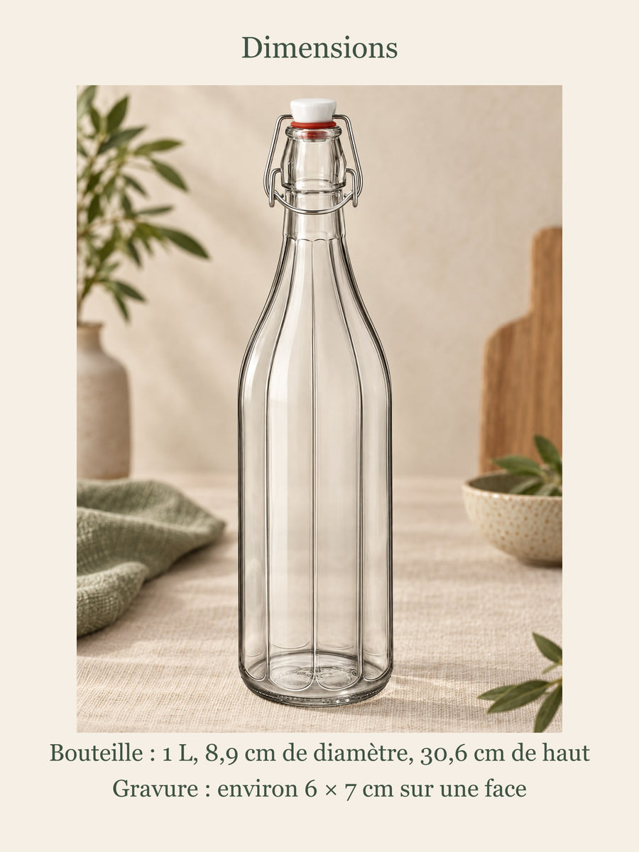 Visuel d’illustration – dimensions de la bouteille : 1 L, 30,6 cm