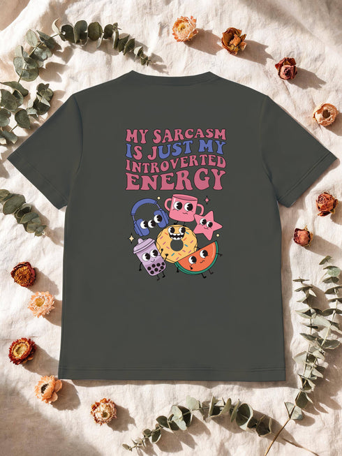T-shirt homme introverti sarcasme — humour rétro coton