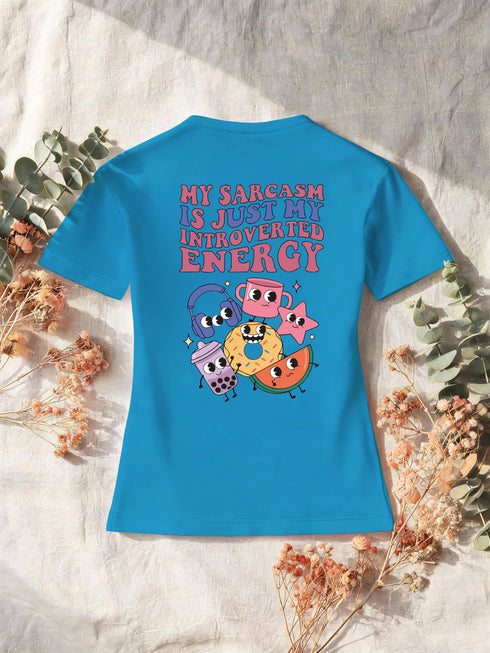 T-shirt femme introverti sarcasme — humour rétro coton