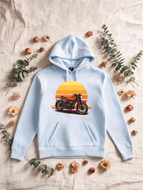 Visuel d’illustration : sweat à capuche clair style Coucher de soleil, posé à plat