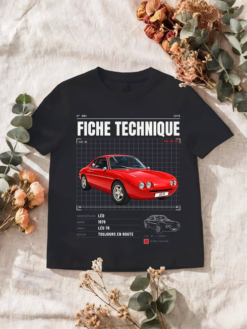 Visuel d’illustration : t-shirt noir style Fiche technique, posé à plat