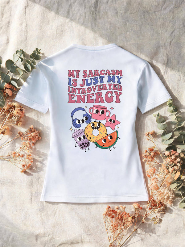 T-shirt femme introverti sarcasme — humour rétro coton