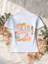 T-shirt femme blanc, citation fleurie « Sunshine in my soul » imprimée au dos