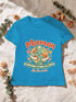 Visuel d’illustration – T-shirt femme bleu atoll avec le design « Maman, championne du monde des câlins », exemple avec le surnom seul