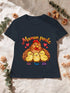 Visuel d’illustration – T-shirt femme navy avec le design « Maman poule », exemple avec les prénoms Léa, Tom et Zoé
