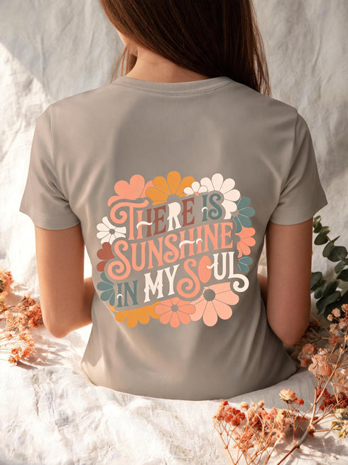 T-shirt femme Sunshine In My Soul — fleuri rétro, coton