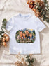 T-shirt blanc avec une famille en randonneurs, style Aventure en forêt