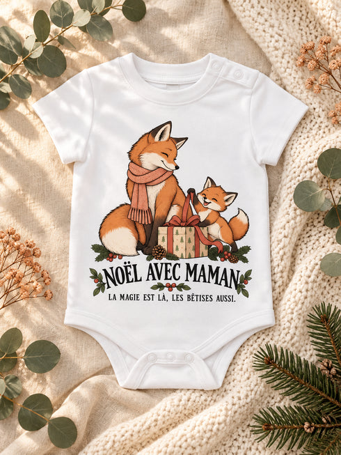 Body bébé Noël Magie et bêtises avec Maman, coloris blanc