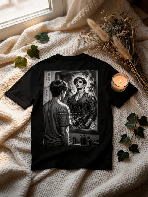 T-shirt manga noir motivation dépassement de soi scène au dos