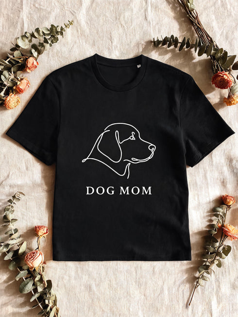 T-shirt Dog Mom noir personnalisé cadeau maîtresse de chien