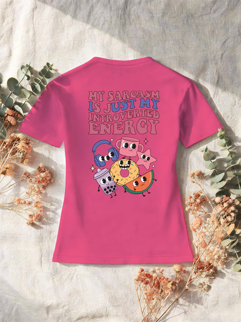 T-shirt femme introverti sarcasme — humour rétro coton