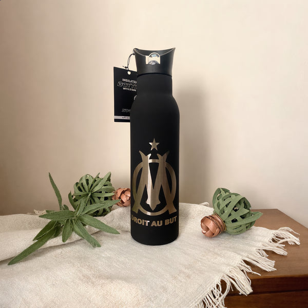 Gourde OM Isotherme Personnalisée 500 ml — Logo Olympique de Marseille, Prénom Gravé