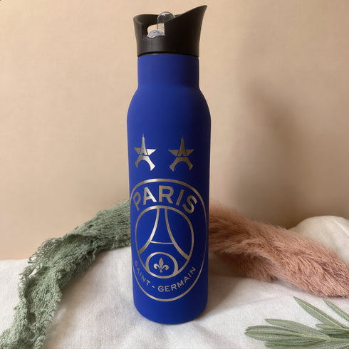 Gourde Personnalisable PSG Isotherme 500 ml — Acier Inoxydable, Logo Paris Saint-Germain Gravé