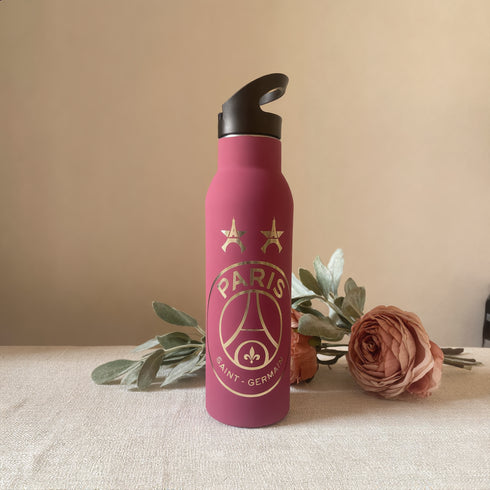 Gourde Personnalisable PSG Isotherme 500 ml — Acier Inoxydable, Logo Paris Saint-Germain Gravé