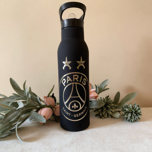 Gourde Personnalisable PSG Isotherme 500 ml — Acier Inoxydable, Logo Paris Saint-Germain Gravé