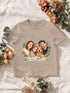 T-shirt sable avec une famille et son chien en aquarelle