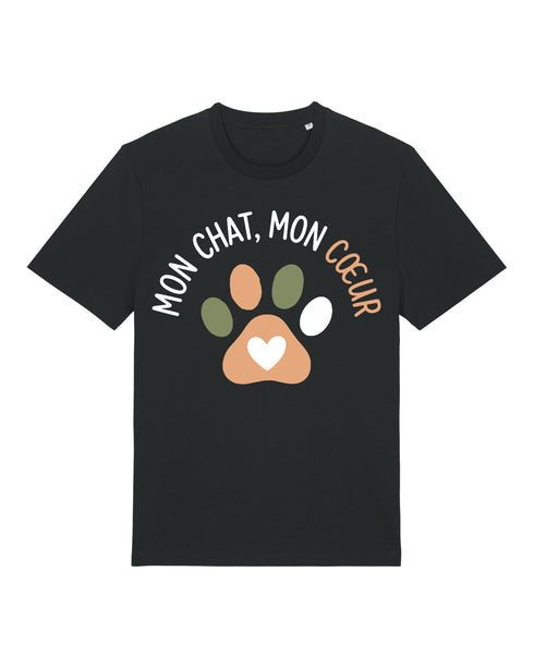 T-shirt Chat « Mon Chat Mon Cœur » — Coton Bio Français