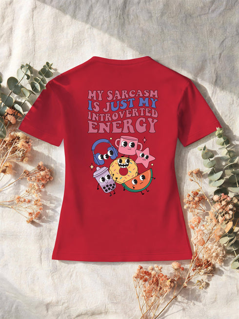 T-shirt femme introverti sarcasme — humour rétro coton