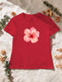 T-shirt femme hibiscus aquarelle coloris Rouge à plat