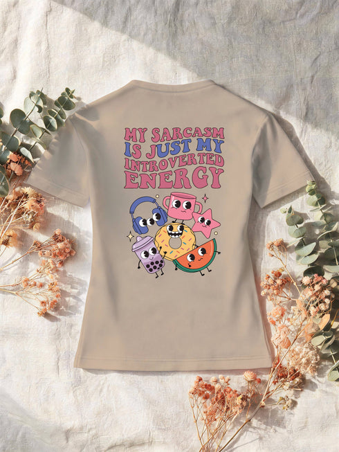 T-shirt femme introverti sarcasme — humour rétro coton