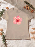 T-shirt femme hibiscus aquarelle coloris Sable à plat