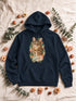 Sweat à capuche homme navy personnalisé avec le portrait aquarelle détouré de Simba, présenté à plat.