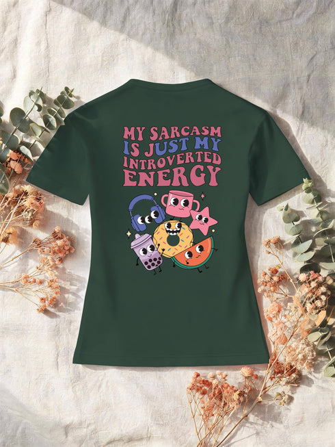 T-shirt femme introverti sarcasme — humour rétro coton