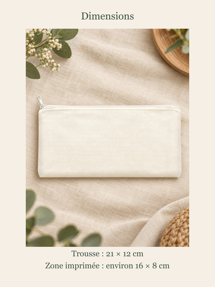 Visuel d’illustration – dimensions de la trousse : 21 × 12 cm