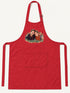 Visuel d’illustration – tablier de cuisine rouge en coton, à plat, vue de face, avec un portrait de couple fictif en style Portrait signature, prénoms clairs « Camille & Hugo »