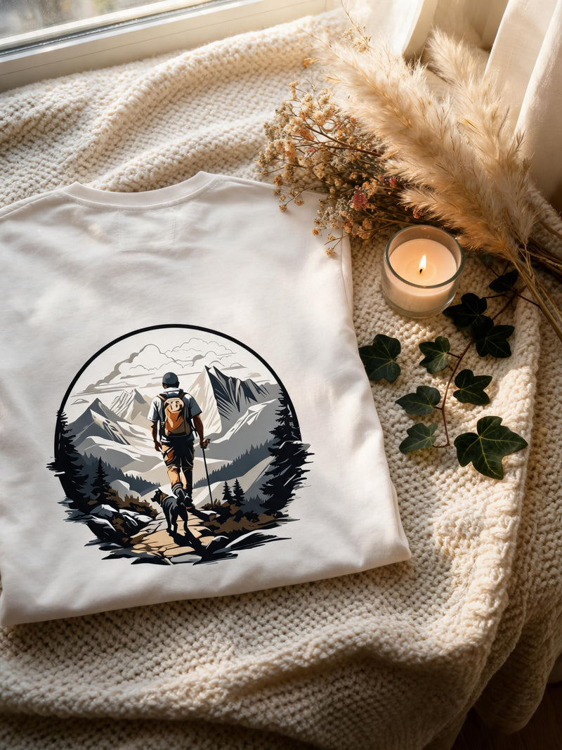 T-shirt Randonnée Montagne & Chien — 100% coton