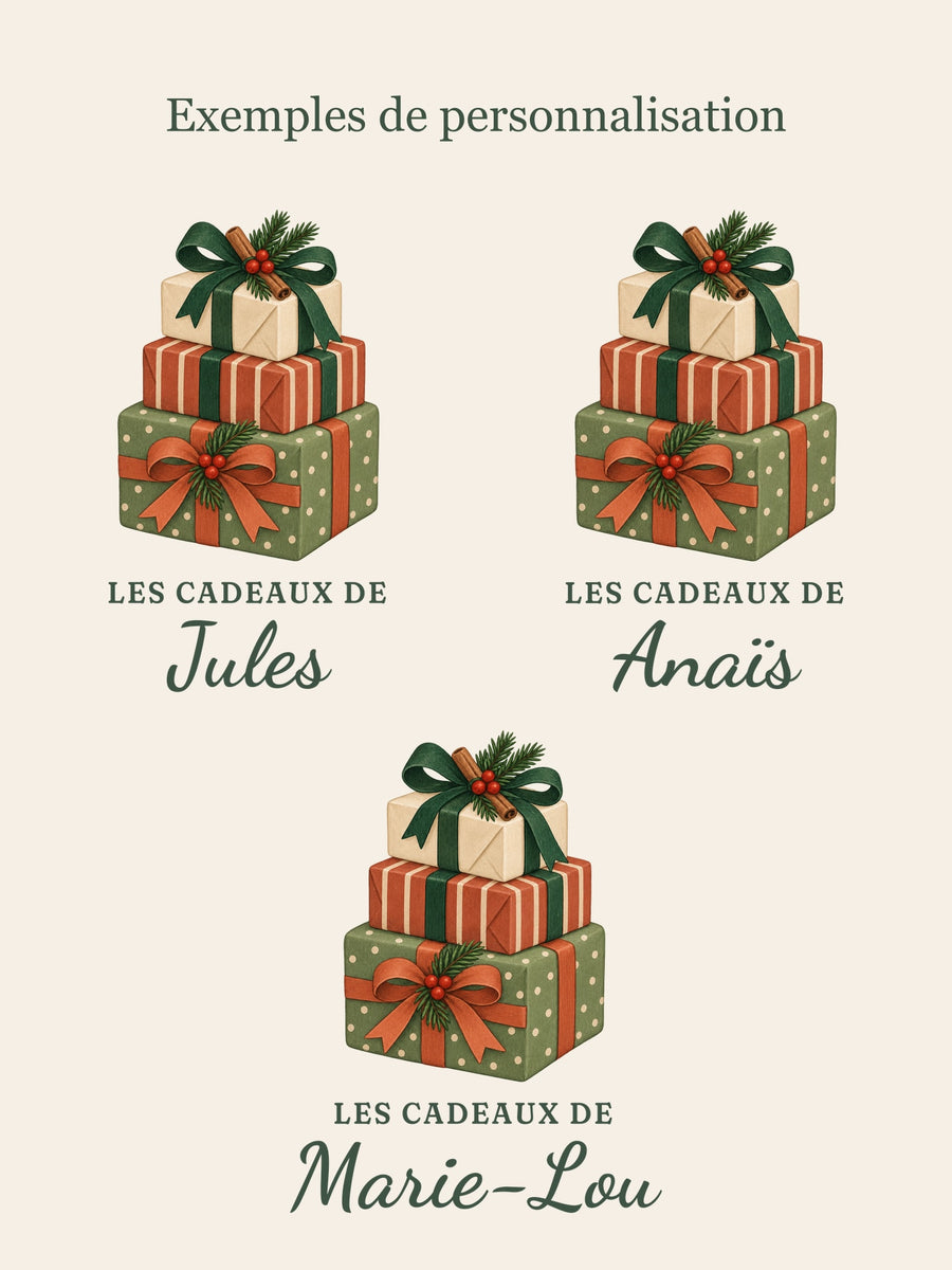 Visuel d’illustration – trois exemples de prénoms sur le même motif