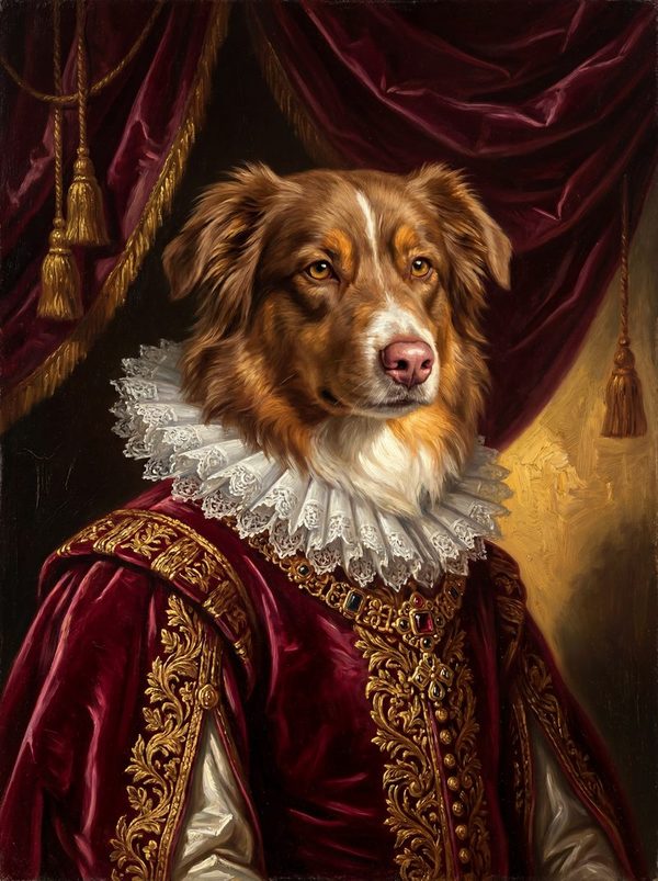 Portrait d'animal style Baroque — dorures et velours