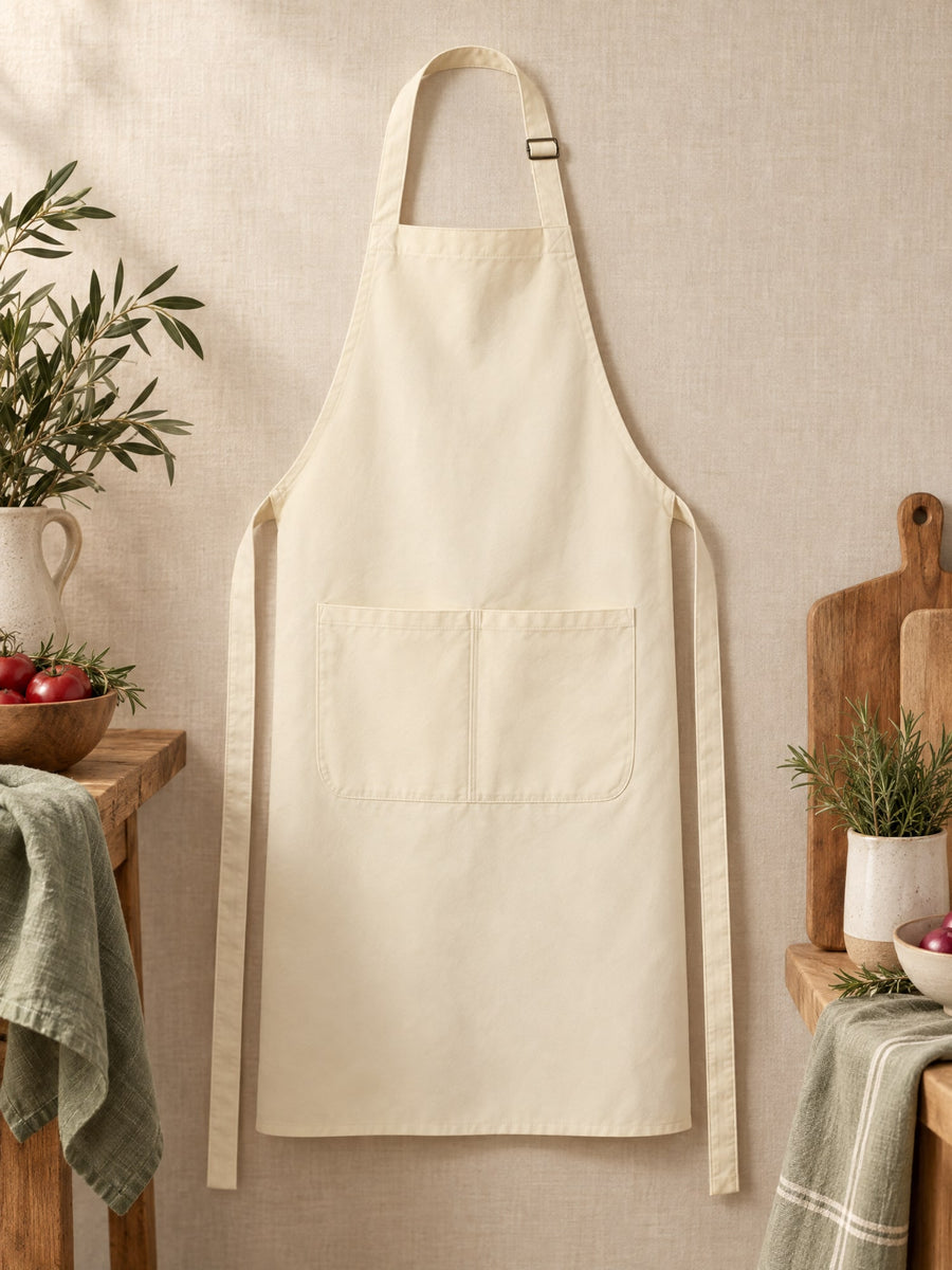 Visuel d’illustration – tablier de cuisine crème vierge