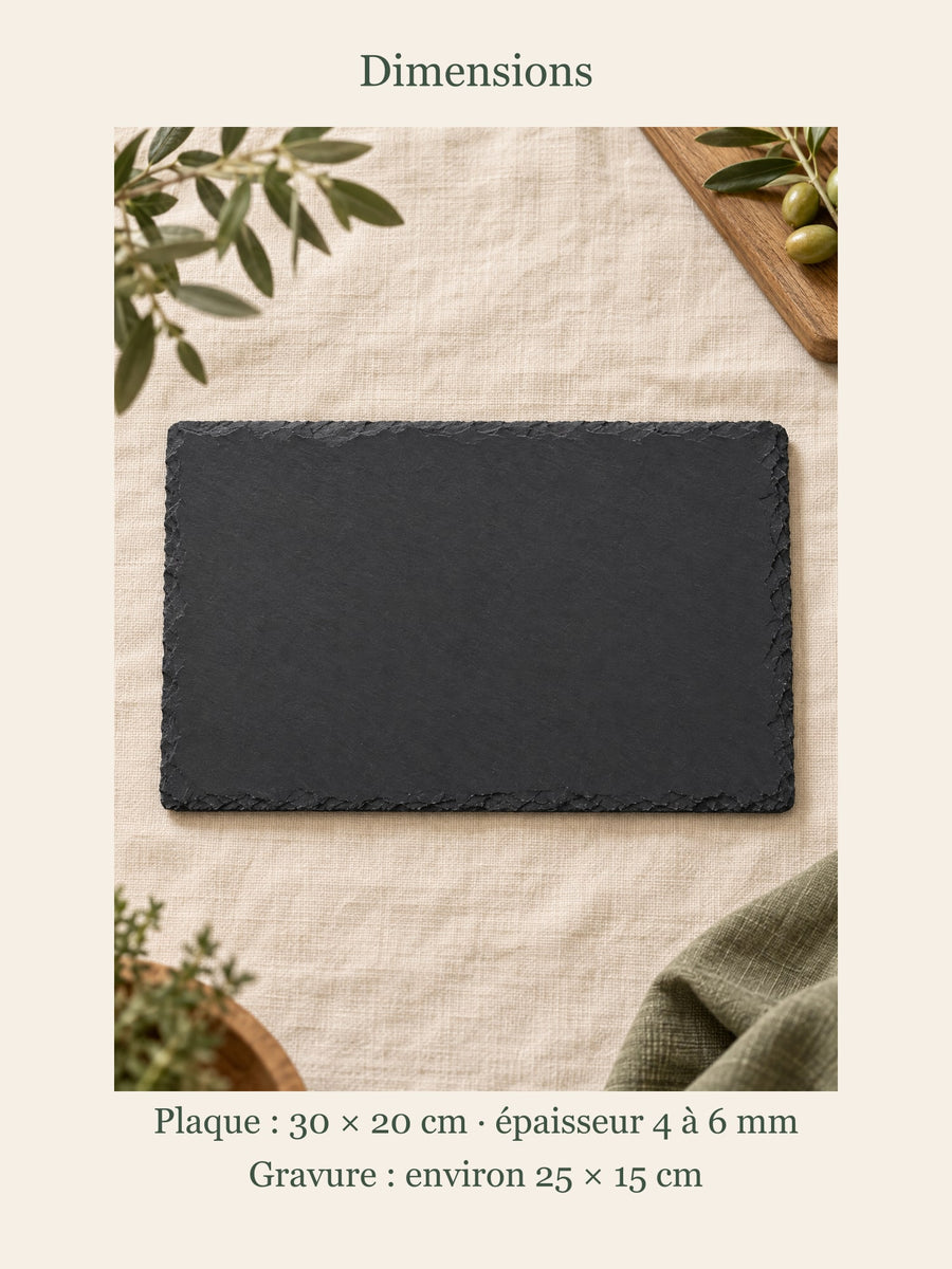 Visuel d’illustration – dimensions de la plaque : 30 × 20 cm
